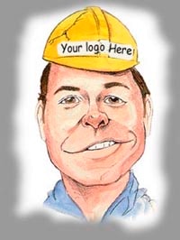 Animated caricature of Dave Dugan in a hard hat